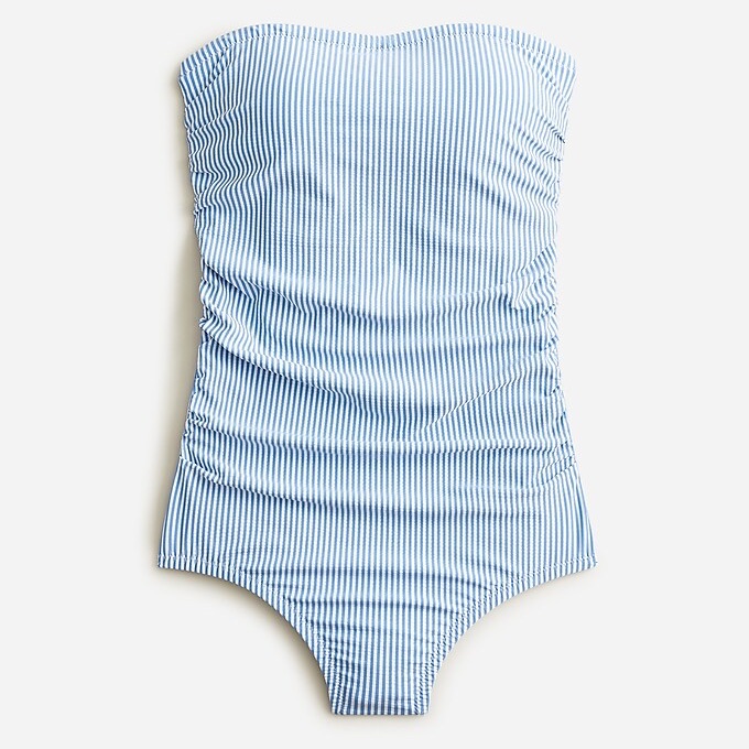 Nwt J.Crew Ruched Bandeau One-Piece In Seersucker Size 24